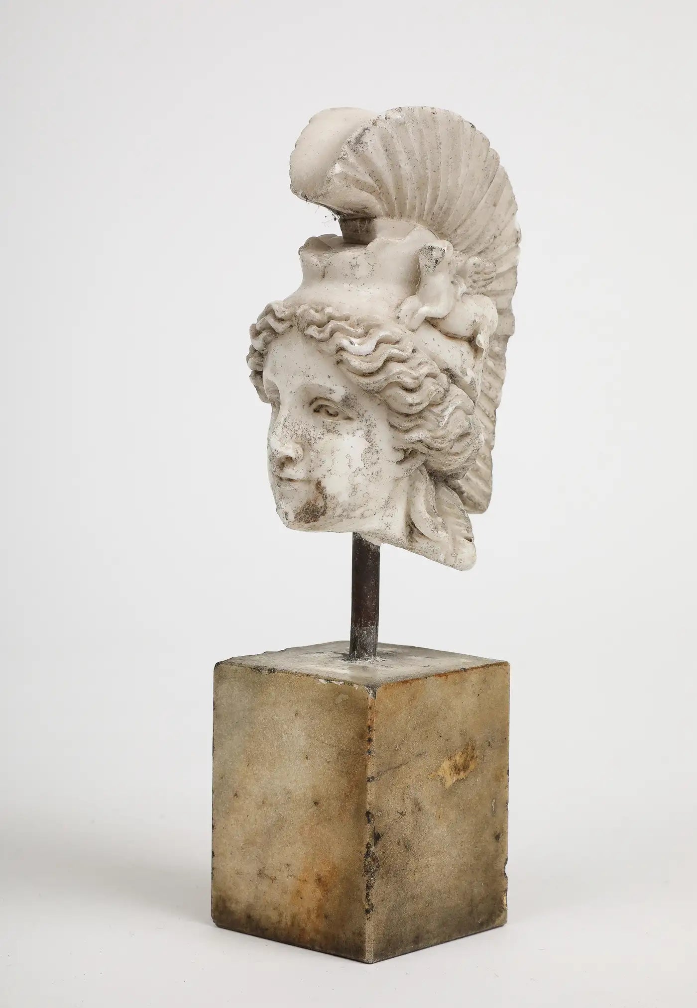 Head of Minerva Carved in White Marble, 19th Century