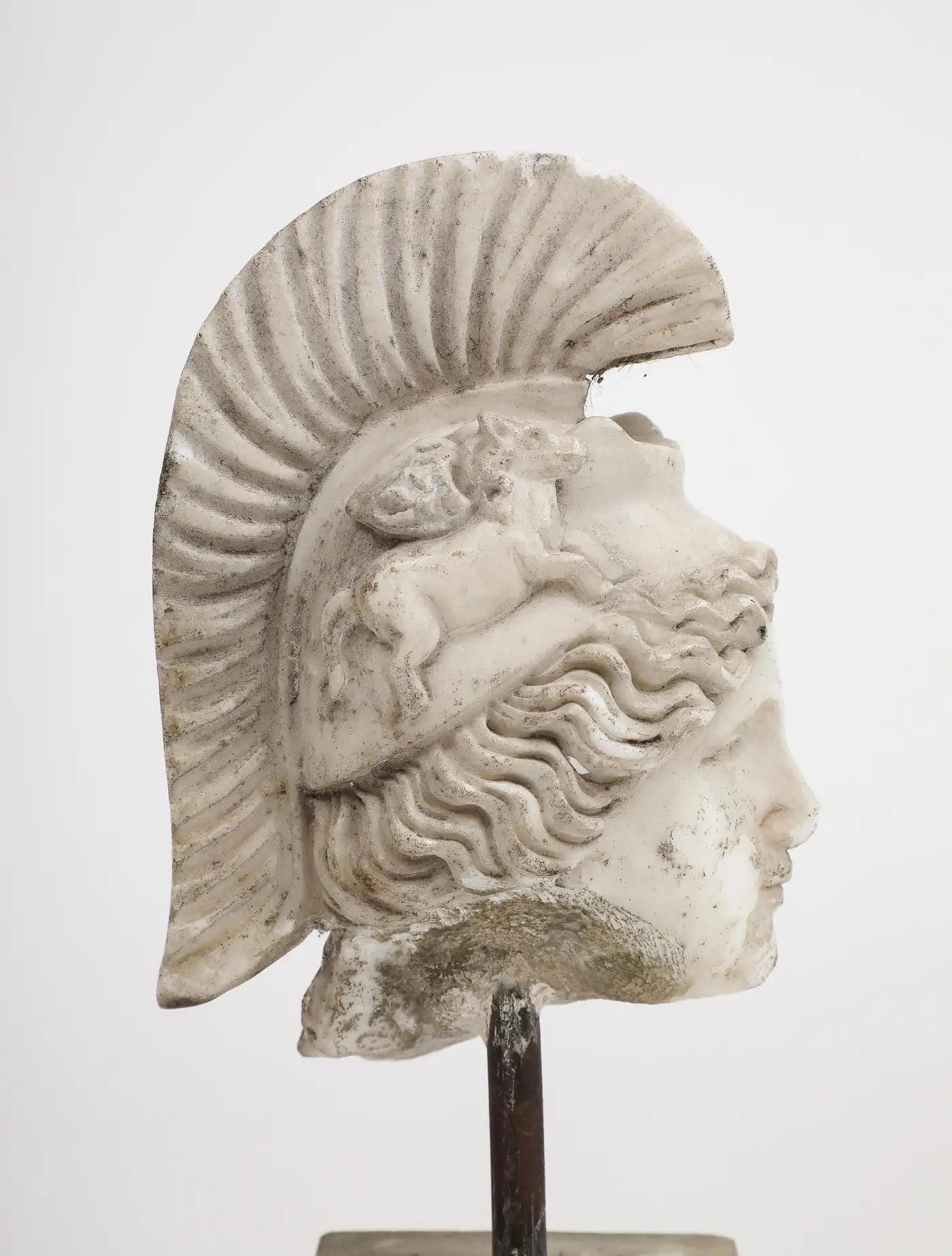 Head of Minerva Carved in White Marble, 19th Century