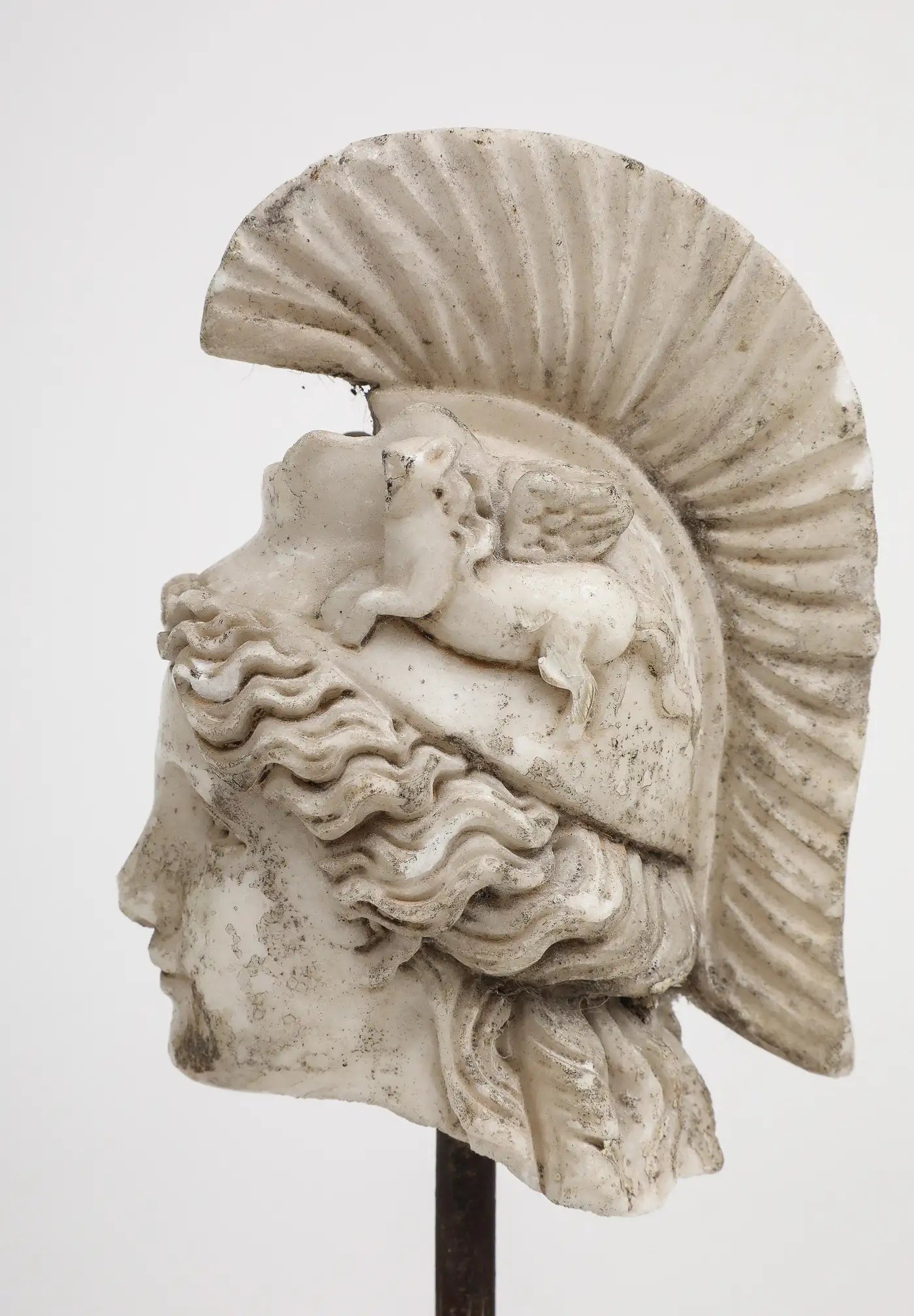 Head of Minerva Carved in White Marble, 19th Century