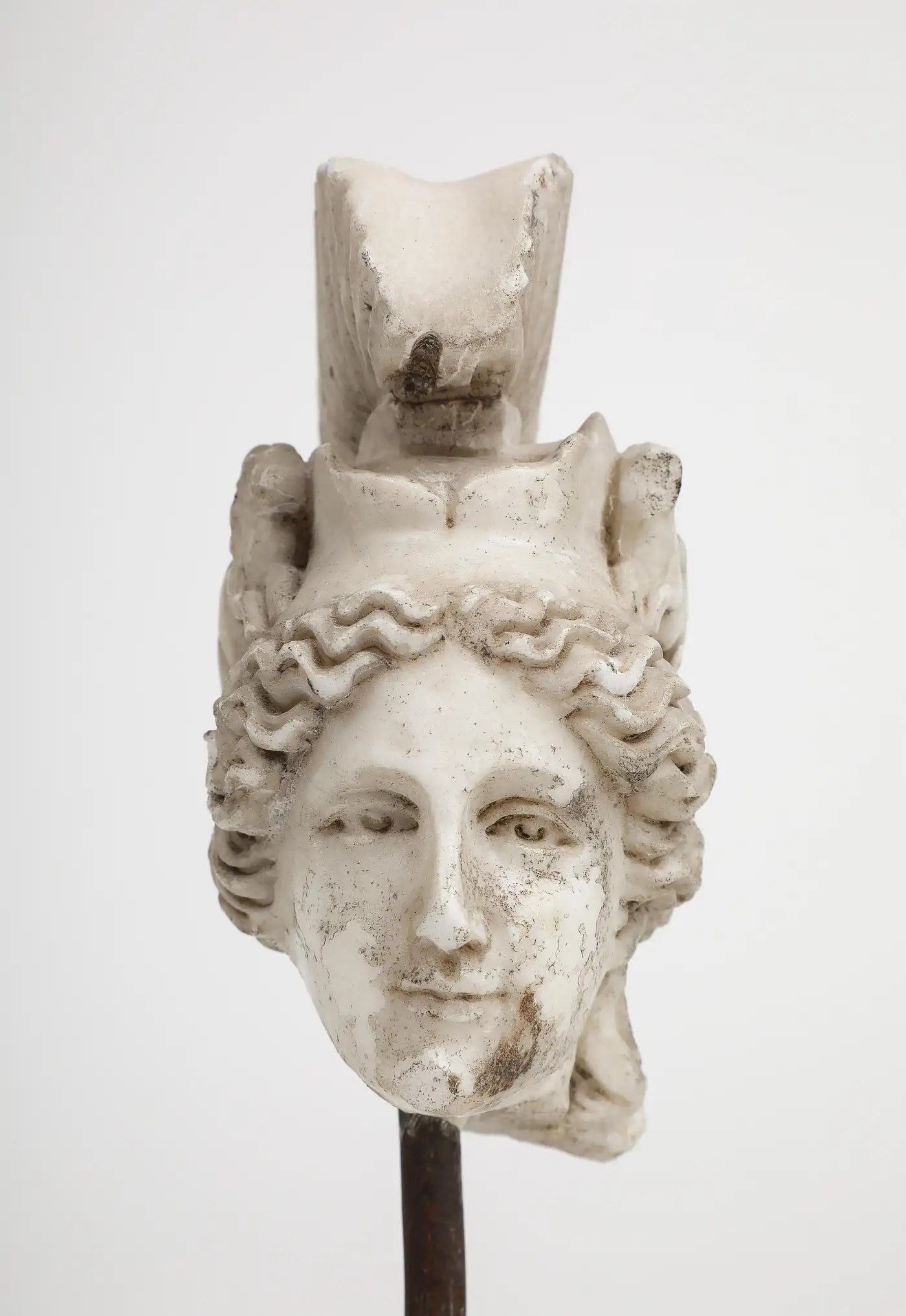 Head of Minerva Carved in White Marble, 19th Century