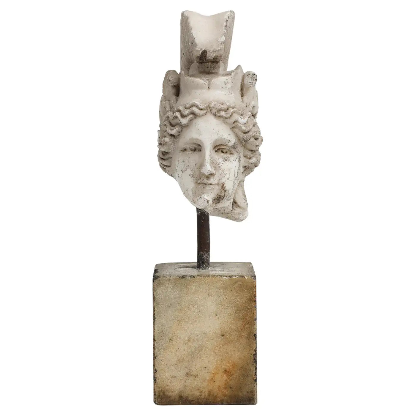 Head of Minerva Carved in White Marble, 19th Century