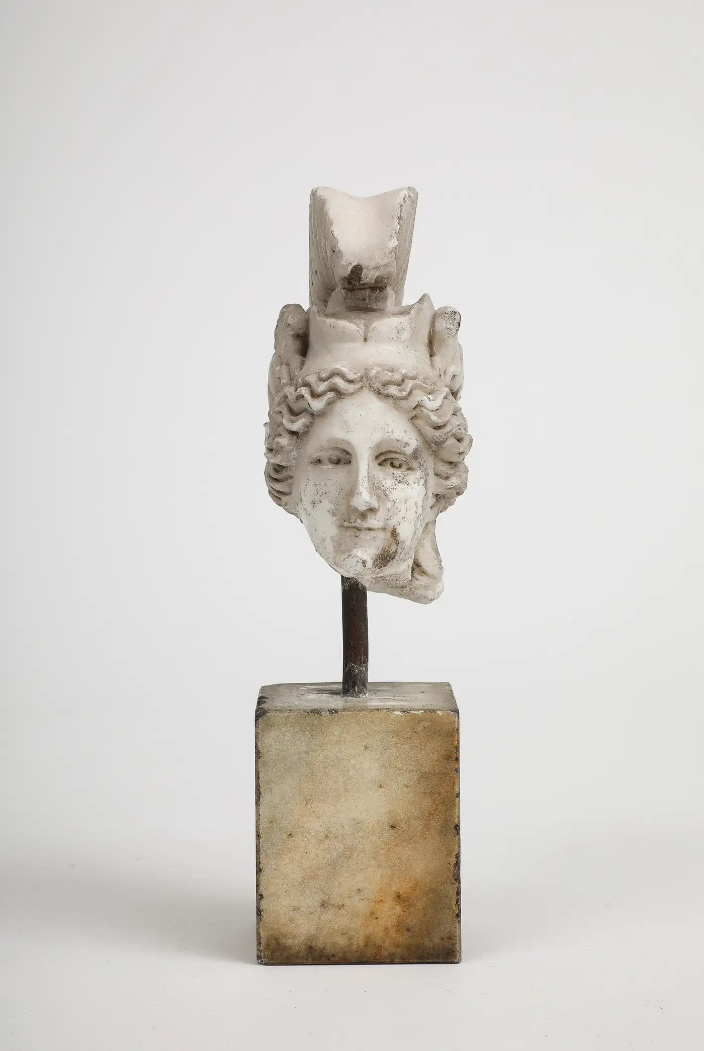 Head of Minerva Carved in White Marble, 19th Century