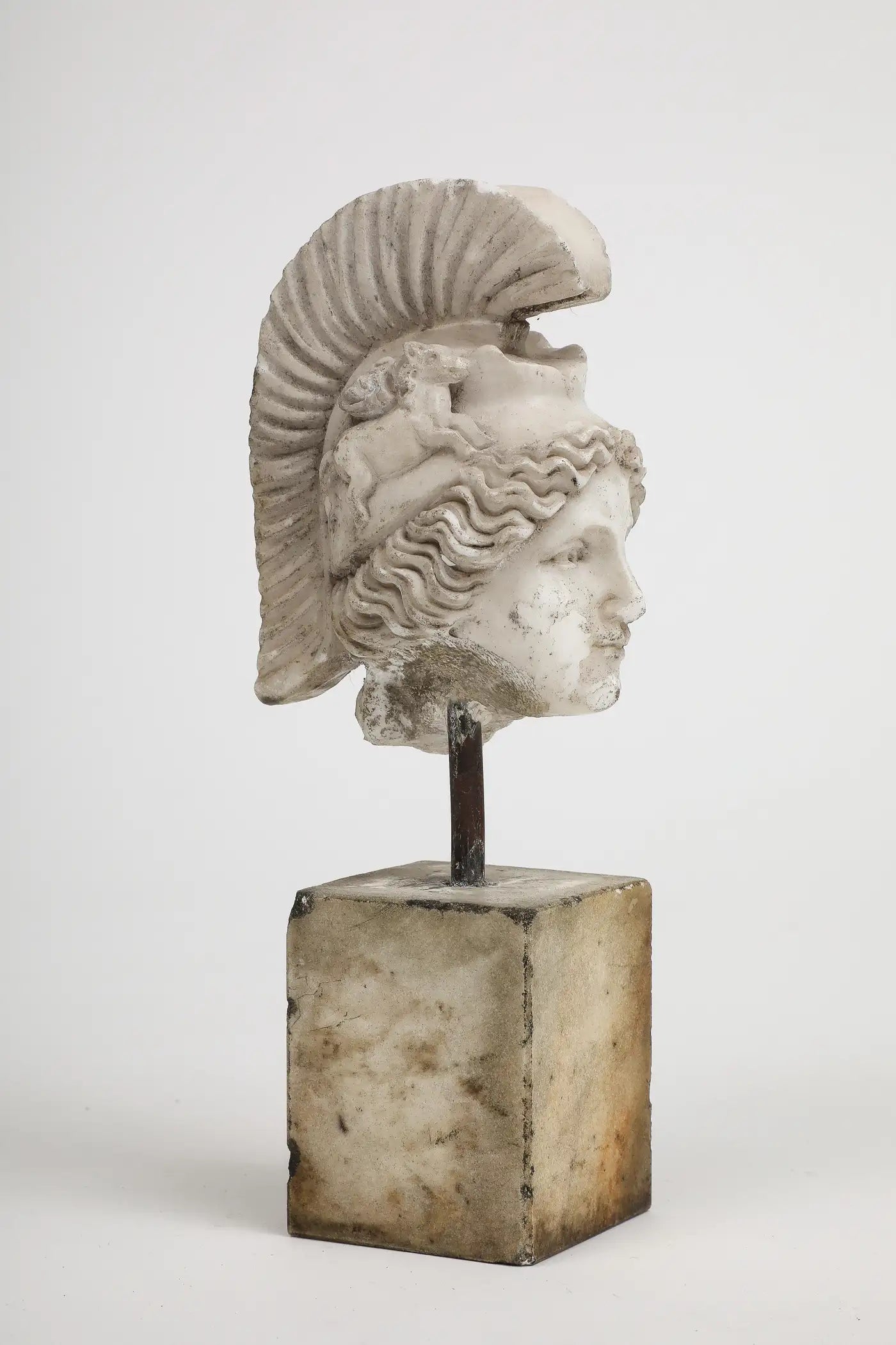 Head of Minerva Carved in White Marble, 19th Century