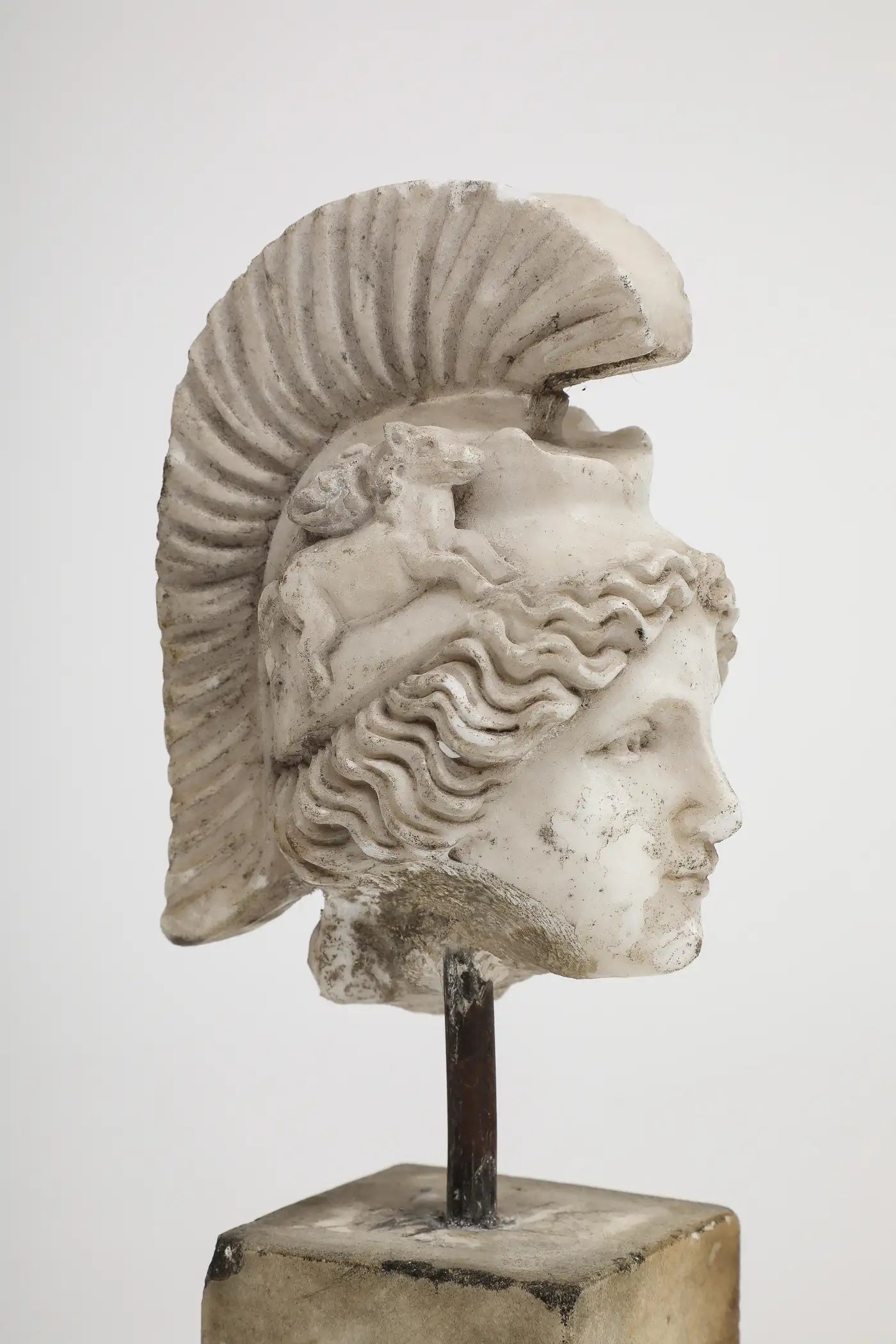 Head of Minerva Carved in White Marble, 19th Century