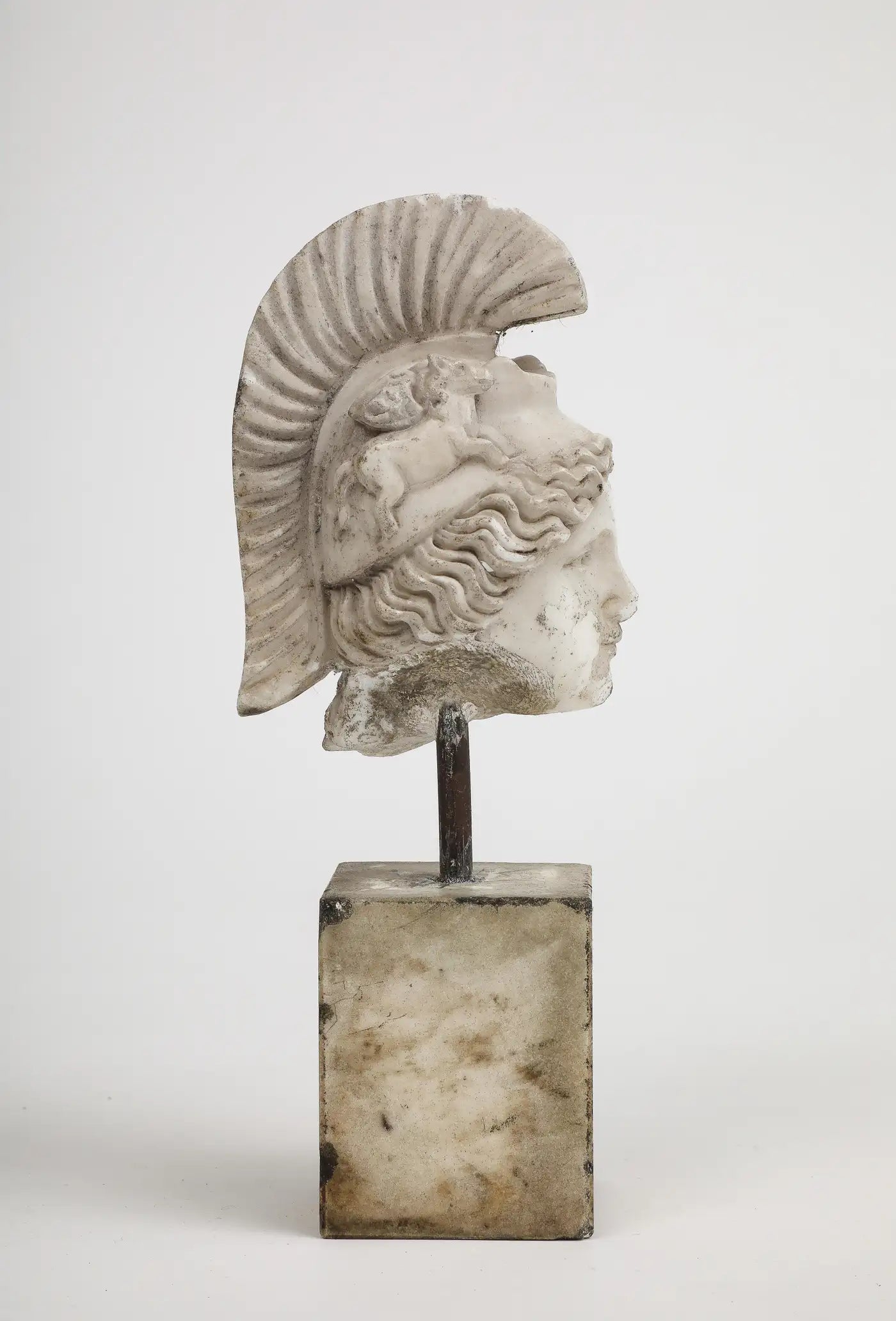 Head of Minerva Carved in White Marble, 19th Century