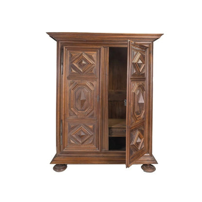 Early 18th Century Louis XIV Style Hand-Carved Walnut Armoire