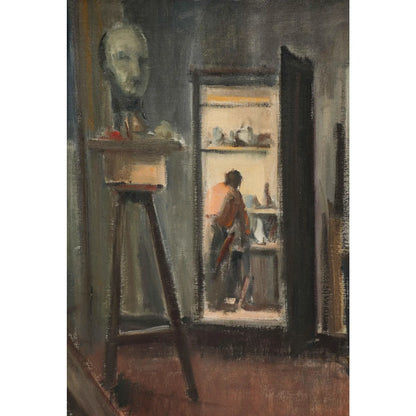 Ponziano Togni (Swiss, 1906-1971), Oil on Canvas "Studio View", Signed, 1940-1945