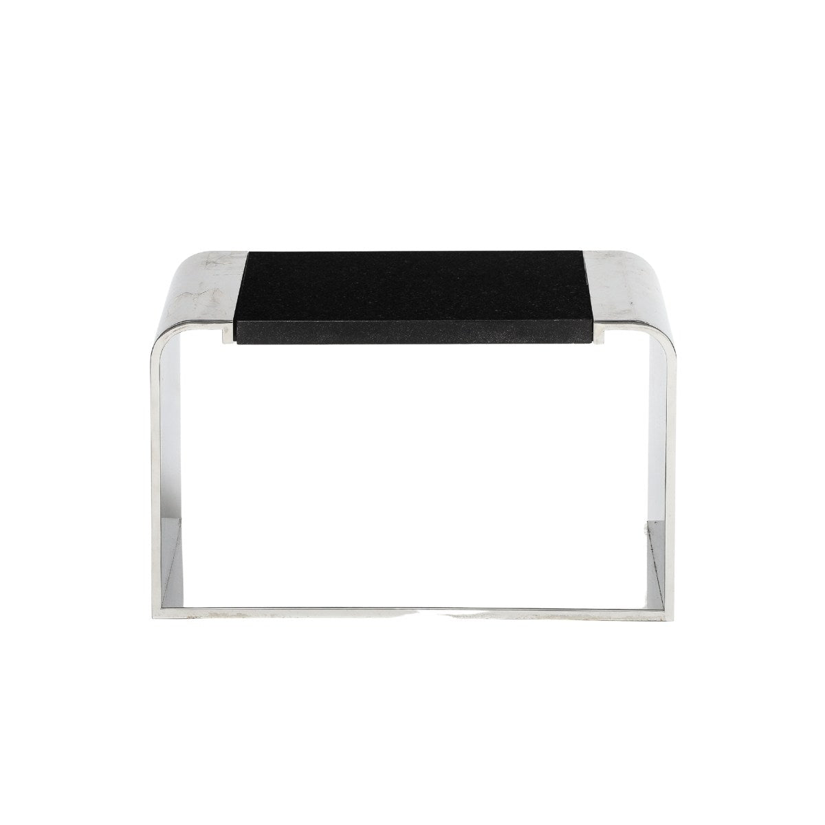 1970s Stainless Steel "Eclipse" Low Table by Brueton with Black Granite Inset