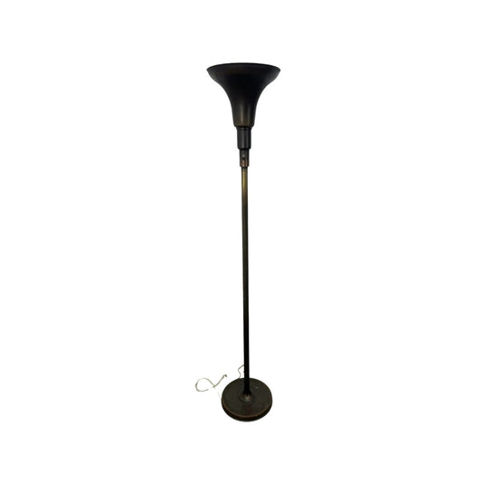 Bronze Machine Age Art Deco Torchiere Floor Lamp