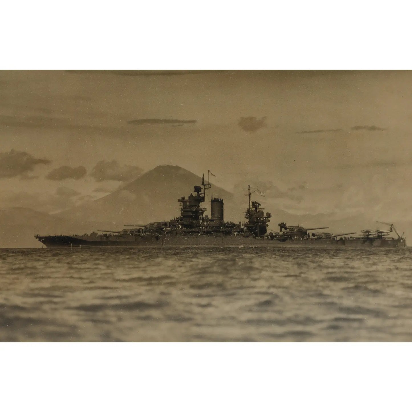 Vintage Framed World War II Battleship Photo