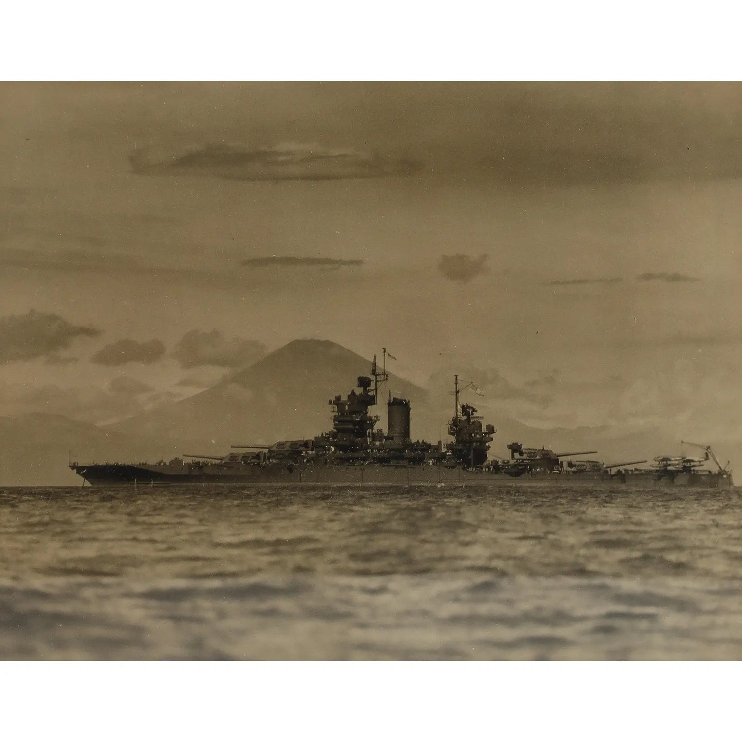 Vintage Framed World War II Battleship Photo