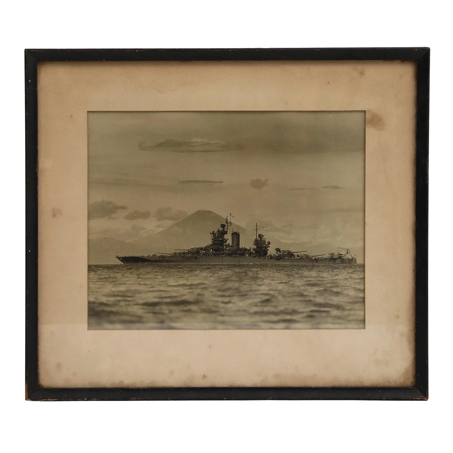 Vintage Framed World War II Battleship Photo