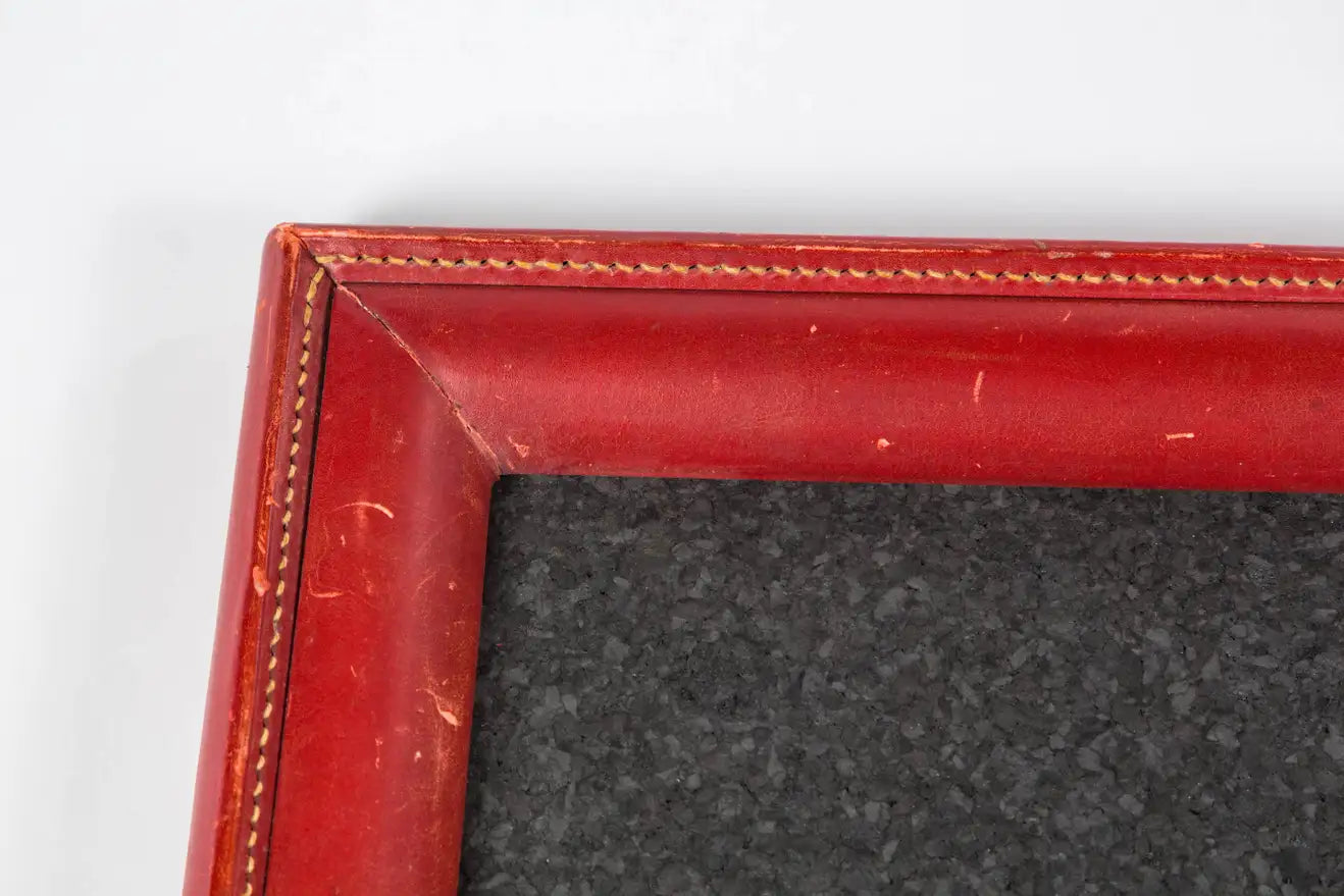 1950s French Hand-Stitched Red Leather Frame