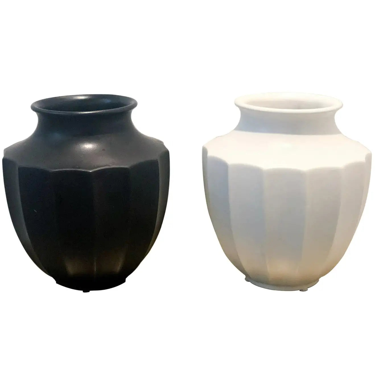Midcentury Ceramic Black and White Vessels