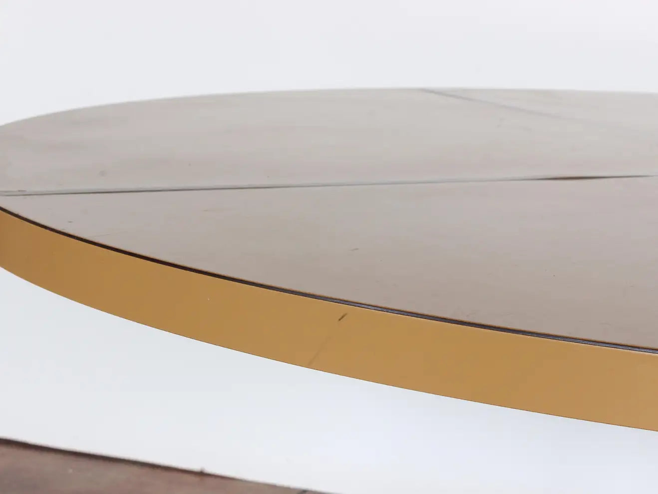 Mid-Century Modern Blackened Iron & Melamine Table with Brass Inlay, c. 1960