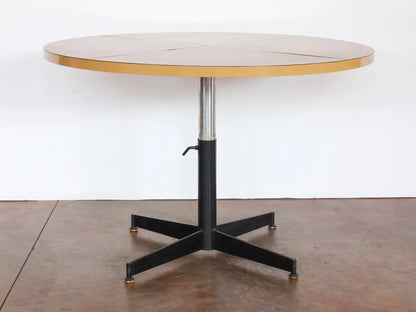 Mid-Century Modern Blackened Iron & Melamine Table with Brass Inlay, c. 1960