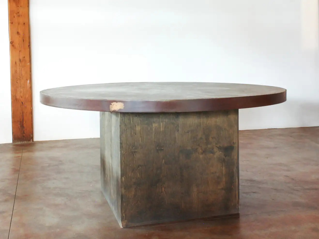 Round Pedestal Dining Table with Concrete Top
