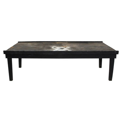 20th Century American Primitive Rustic Black Painted Oak Work Table