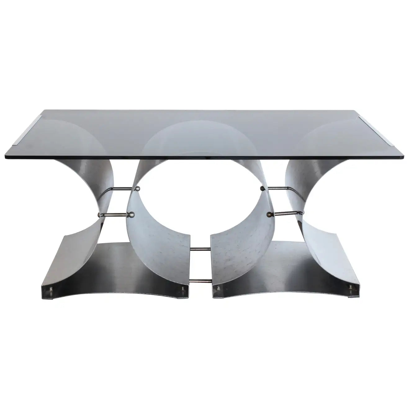 Steel and Glass Coffee Table by Francois Monnet for Kappa, French, c. 1970