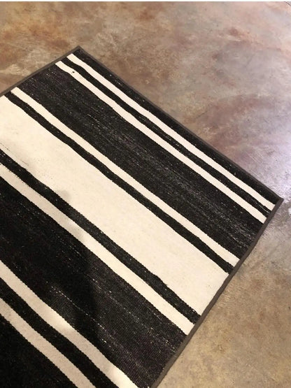 Banded Karapinar Anatolian Striped Kilim Wide Runner
