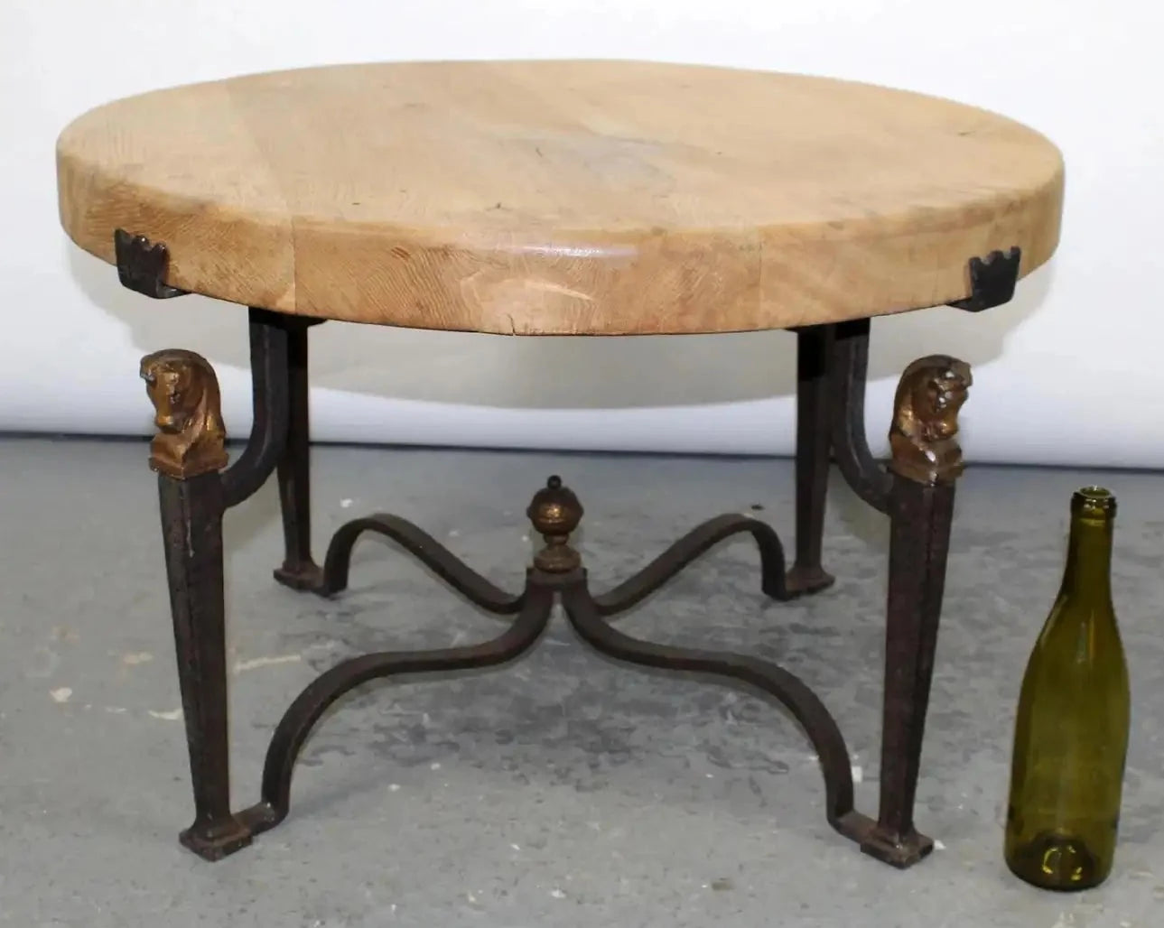 Mid-Century French Jean-Charles Moreux-Style Cocktail Table with Iron Base