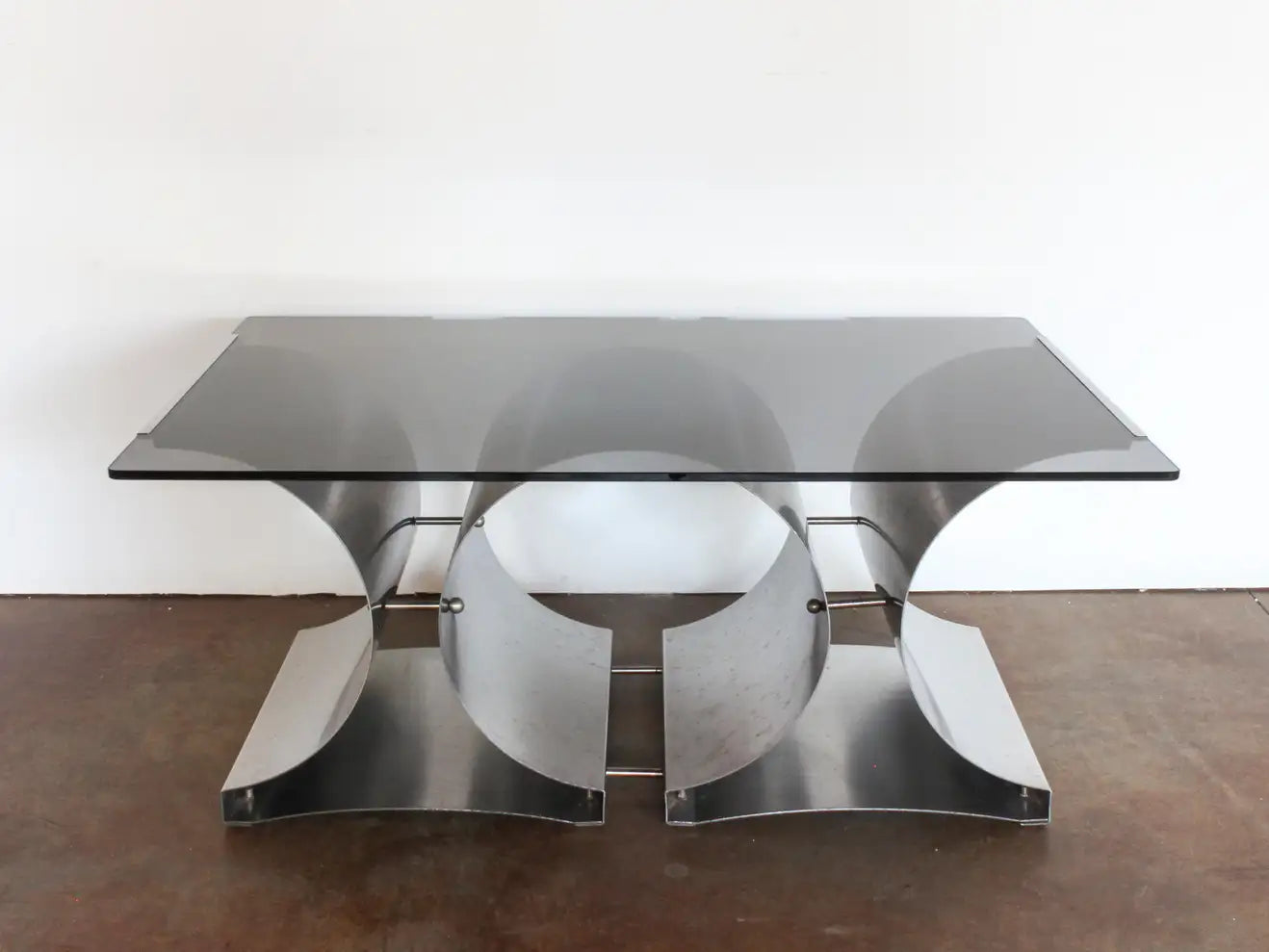 Steel and Glass Coffee Table by Francois Monnet for Kappa, French, c. 1970