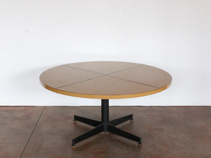 Mid-Century Modern Blackened Iron & Melamine Table with Brass Inlay, c. 1960