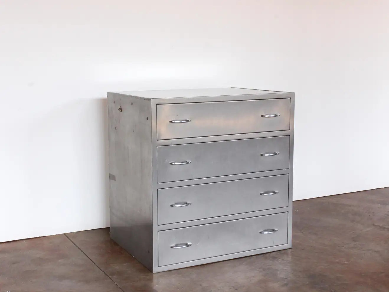American Industrial Stainless Steel Chest with 4 Drawers C. 1940s