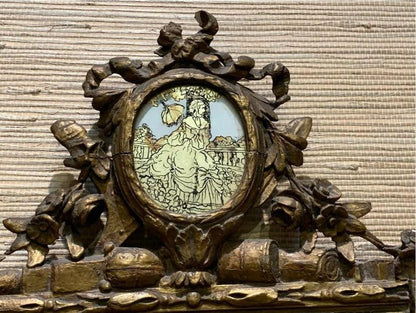 19th Century French Carved Giltwood Mirror with Verre Églomisé Decoration
