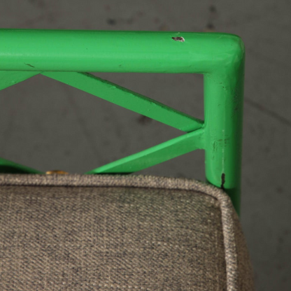 Pair of Jean Royere Style Vintage Bright Green Enameled Iron Cube Lounge Chairs