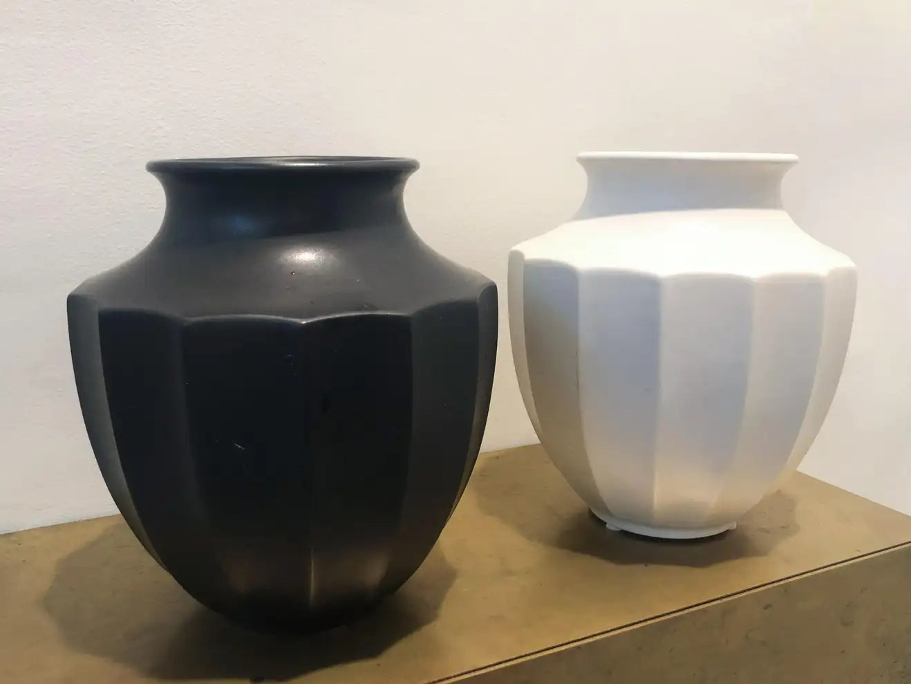 Midcentury Ceramic Black and White Vessels