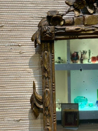 19th Century French Carved Giltwood Mirror with Verre Églomisé Decoration