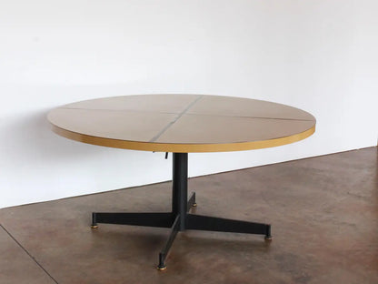Mid-Century Modern Blackened Iron & Melamine Table with Brass Inlay, c. 1960