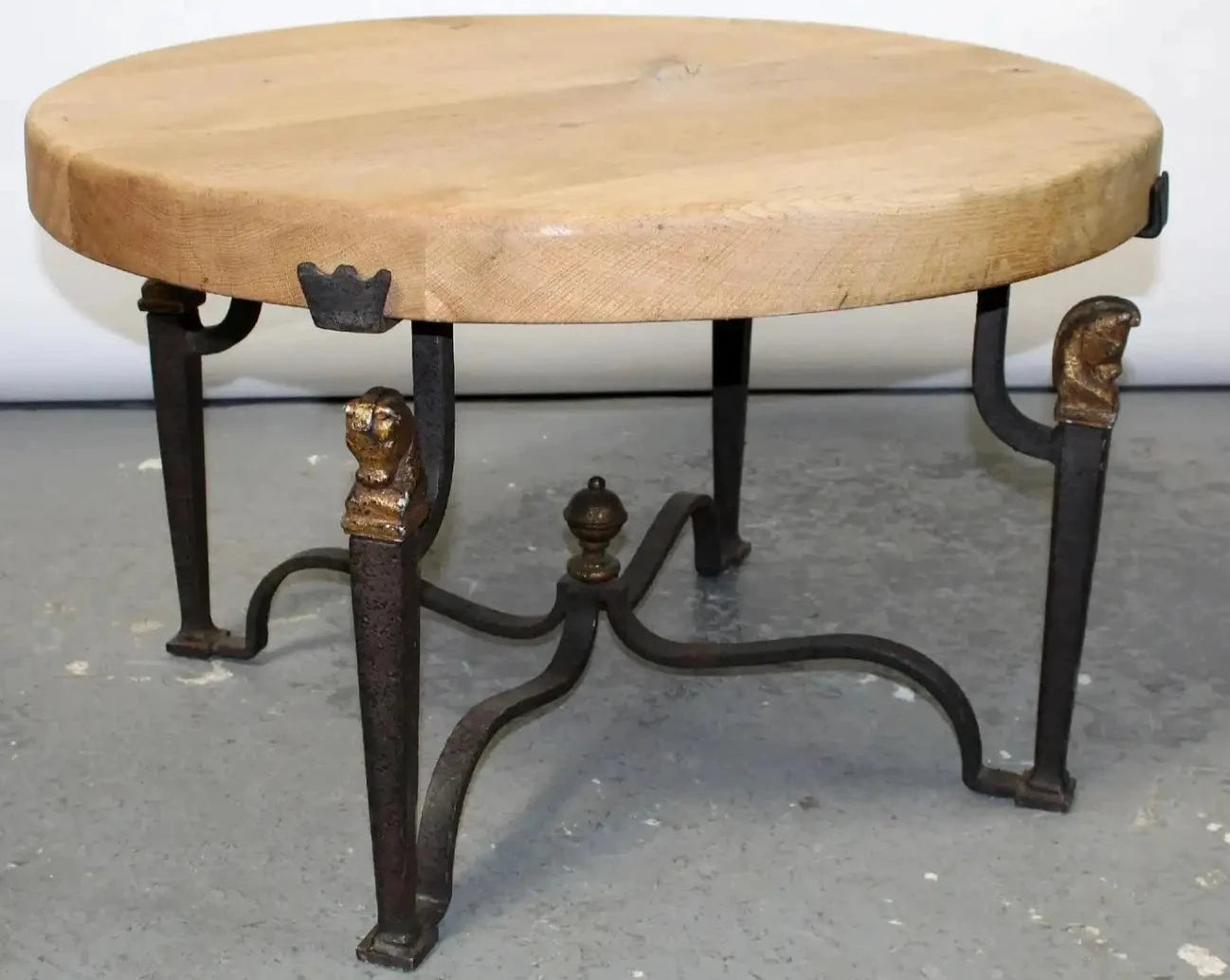 Mid-Century French Jean-Charles Moreux-Style Cocktail Table with Iron Base