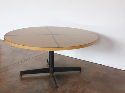 Mid-Century Modern Blackened Iron & Melamine Table with Brass Inlay, c. 1960