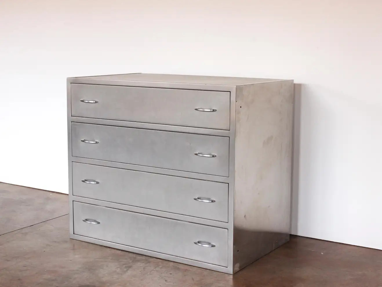 American Industrial Stainless Steel Chest With 4 Drawers, C. 1940s