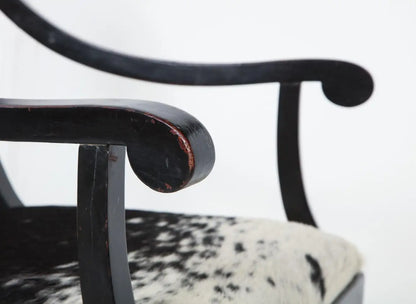 Pair of Ebonized English Regency Armchairs with Pony Seats and Monogram