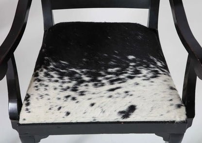 Pair of Ebonized English Regency Armchairs with Pony Seats and Monogram