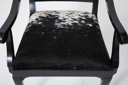 Pair of Ebonized English Regency Armchairs with Pony Seats and Monogram