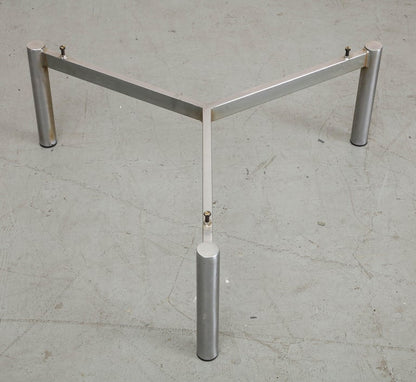 French Midcentury Chromed Steel Coffee Table with Round Natural Slate Top