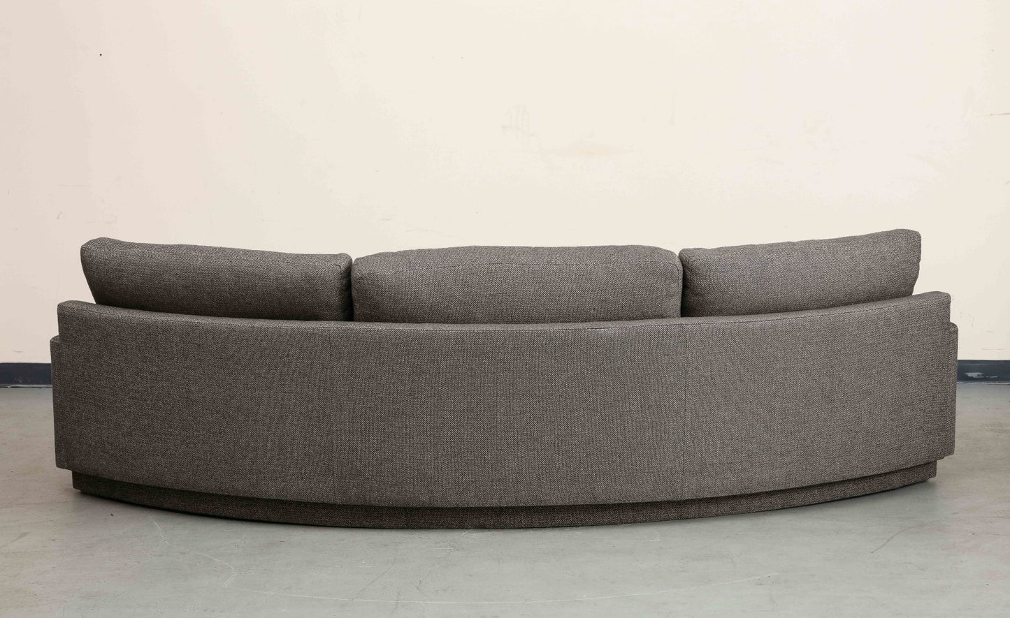 Milo Baughman Curved Three Seat Sofa, 1970, Newly Upholstered in Cotton Linen