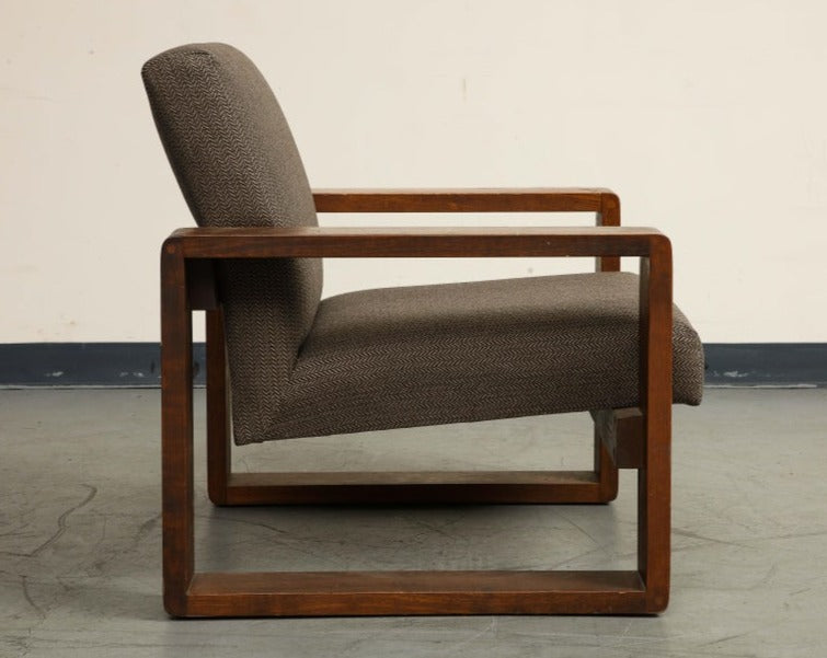 Oak Lounge Chair by Hans Krieks with Herringbone Upholstery, circa 1970s