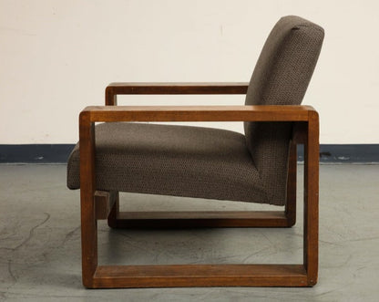 Oak Lounge Chair by Hans Krieks with Herringbone Upholstery, circa 1970s