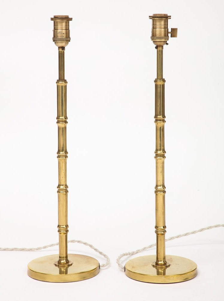 Pair of French Baguès-Style Brass Table Lamps, 1960s