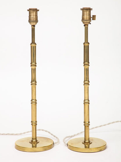 Pair of French Baguès-Style Brass Table Lamps, 1960s