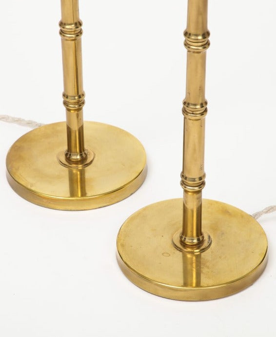 Pair of French Baguès-Style Brass Table Lamps, 1960s