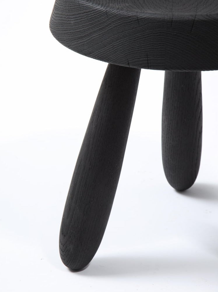 Pair of Burnt Oak Tripod Stools by Douglas Mont for Facto Atelier Paris