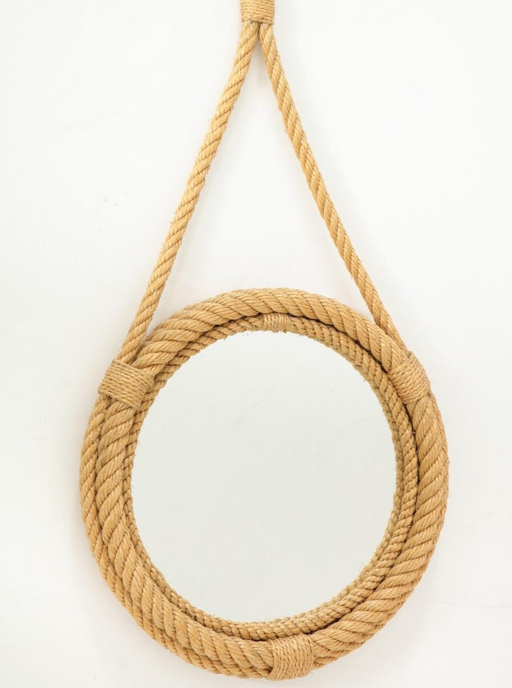 Petite Rope Wall Mirror by Audoux Minet, French, 1960s