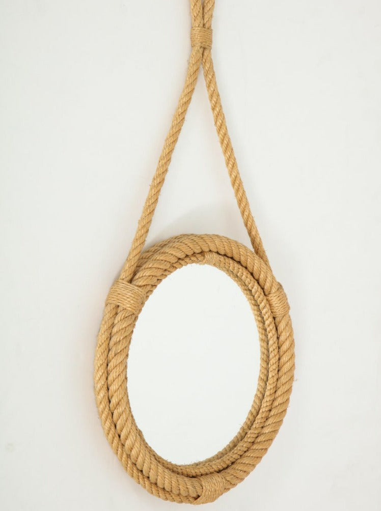 Petite Rope Wall Mirror by Audoux Minet, French, 1960s