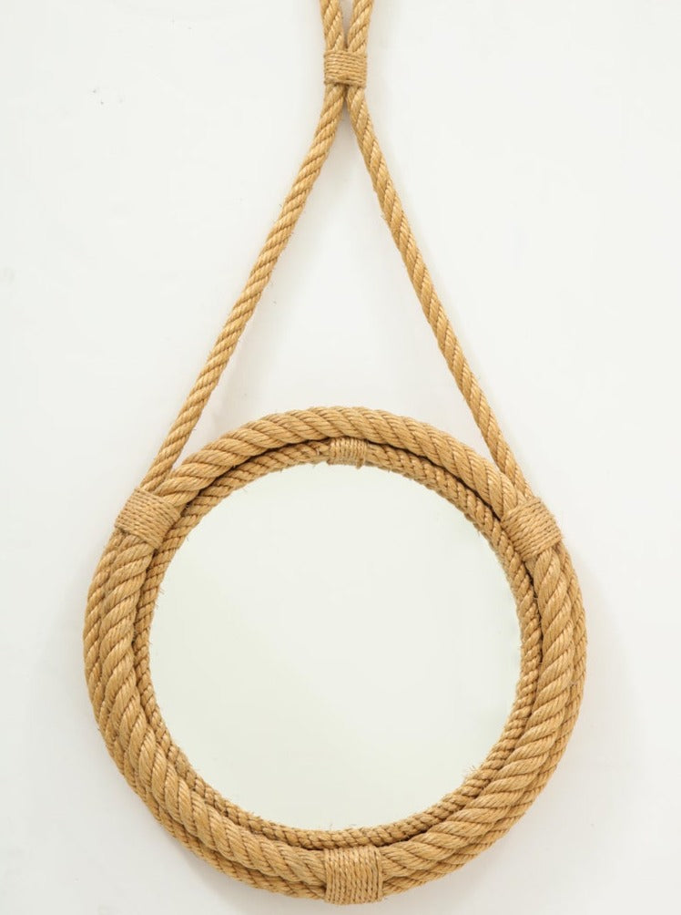 Petite Rope Wall Mirror by Audoux Minet, French, 1960s